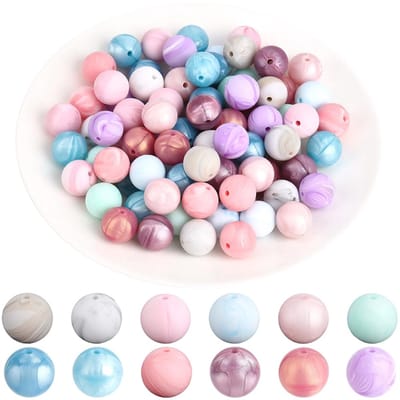 Siliconen kralen met gat, van rubber, kleur snoep, schattig en glad, losse kralen voor het maken van sieraden, halskettingen, portac