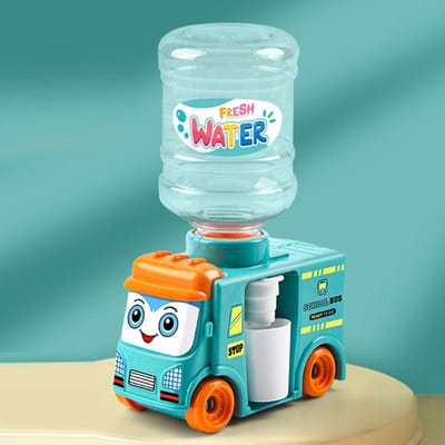 Kinderen Mini Bus Dubbele Waterdispenser Speelgoed met Schattig Roze Blauw Koud/Warm Water Sap Drinkfontein Simulatie Keukenspeelgoed white