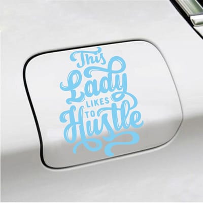 Bumpersticker - This Lady Likes To Hustle - 13,8 X 10,3 - Licht Blauw