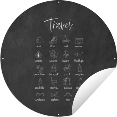 Tuincirkel Spreuken - Quotes - Travel - Boot - Camera - 60x60 cm - Ronde Tuinposter - Buiten