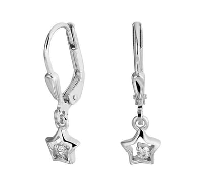 Zilver Gerhodineerde Oorhangers ster zirkonia brisur haak 1329918