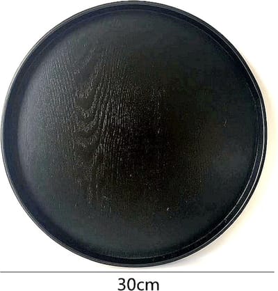 MIRO® Houten Dienblad Rond - Decoratieve Dienbladen - Serveerblad - Sierblad - 30 CM - Zwart