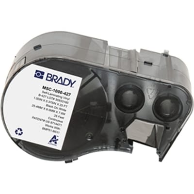 Brady M5C-1000-427 gelamineerde vinyl labels zwart op wit/transparant | 25,4 mm x 7,62 m (origineel)