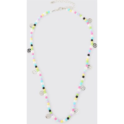 Multi-Colour Beaded Necklace with Hanging Smileys