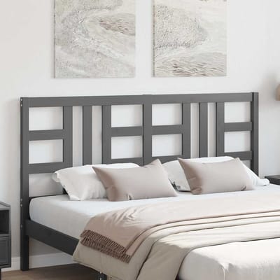 vidaXL Hoofdbord 146x4x100 cm massief grenenhout grijs