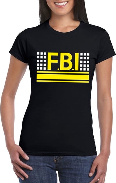 Politie FBI logo zwart t-shirt voor dames - Geheim agent verkleedkleding S