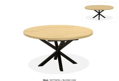 Maxfurn - Ronde uitschuiftafel 150/190 | Zeer krasvast | Kleur: Blond oak