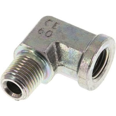 1/4'' NPT x 1/4'' NPT M/F Verzinkt Stalen L-Fitting 90graden 275 Bar - Hydrauliek - FL2E-MF-EZ-014N