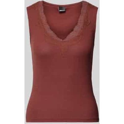 Top met bandjes met V-hals en Kant