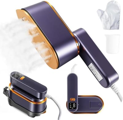 GELLDG Reisstomerij - Handheld Stomerij voor Kleding - Opvouwbare Mini Stomerij 22x9,5x12,5cm - 2000W 3 Stoomstanden LCD Display 10s Snel Opwarmen - Geschikt voor Reizen en Dagelijks Gebruik - Kunststof