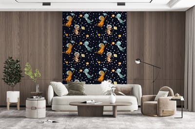 Behang - Fotobehang Planeten - Hond - Patroon - Breedte 200 cm x hoogte 300 cm