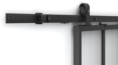 Vente-unique Schuifdeur met wandbevestiging - aluminium en gehard matglas - H205 x L73 cm - WILDEN II