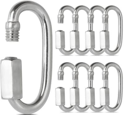 Carabiner 16 stuks M5 5x50 mm - 304 roestvrij staal - schroefsysteem - ideaal voor sleutels en organisatie - ShopVlot