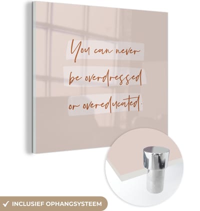 MuchoWow® Glasschilderij 90x90 cm - Schilderij acrylglas - Leren - Quote - Studeren - Student - Foto op glas - Schilderijen