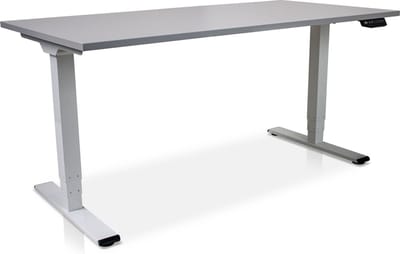 Zit-sta bureau elektrisch verstelbaar - MRC COMFORT NEN-EN 527 | 160 x 80 cm | frame wit - blad grijs