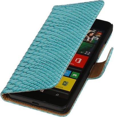 Microsoft Lumia 640 Snake Slang Booktype Wallet Hoesje Turquoise - Cover Case Hoes