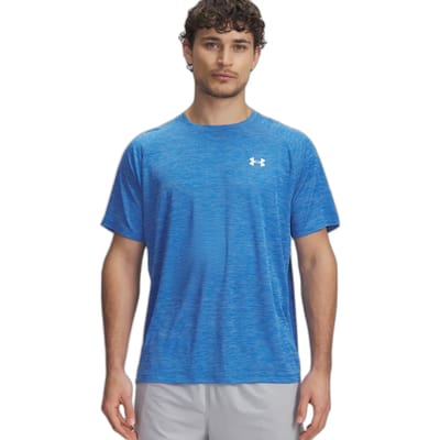 Under Armour UA Tech TextuRood SS Heren Sportshirt - Blauw - Wit