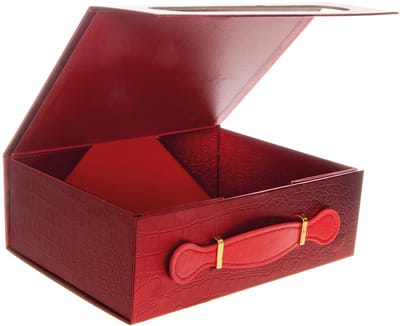 Luxe Opbergdoos met Handvat – Stevig Karton met Lederlook Folie (24x18x8)cm – Magneetsluiting – Multifunctioneel Koffertje voor Documenten, Brieven, Accessoires of Cadeauverpakking