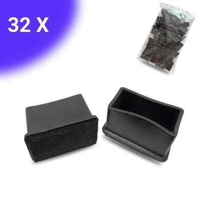 FSW-Products - 32x Premium Stoelpootdoppen Flexibel 30x15 mm - Antikras Vilt - Stoelpoot beschermers - Viltjes - Meubelvilt - Vloerbescherming - Zwart - Rechthoekig