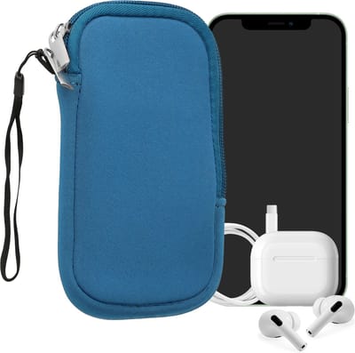 kwmobile telefoontasje universeel geschikt voor M - 5,5" smartphones - 15,2 x 8,3 cm - Hoesje met rits en polslusje -In korenbloemenblauw -