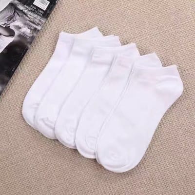 Lot de 5 paires de chaussettes pour femme, couleur unie, blanches et noires, chaussettes de sport respirantes et confortables en coton pour le sol beige