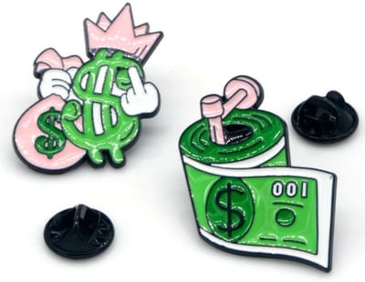 Pins set - Money - Set van 2 - Fashion speldjes voor je jas, tas en accessoires - Damesdingetjes