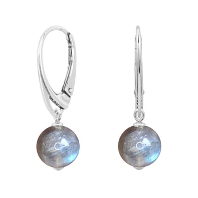ARLIZI 2314 Oorbellen labradoriet kraal hanger - sterling zilver - 3 cm