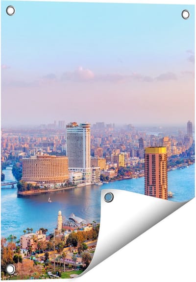 Gards Tuinposter De Nijl Rivier in Cairo, Egypte - 40x50 cm - Tuindoek - Tuindecoratie - Wanddecoratie buiten - Tuinschilderij