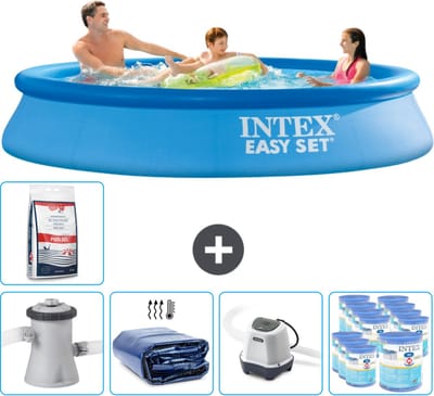 Intex Rond Opblaasbaar Easy Set Zwembad - 305 x 61 cm - Blauw - Inclusief Pomp Solarzeil - Zoutwatersysteem - Filters - Zwembadzout