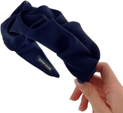 Vintage Vouwband met Brede Rand voor Vrouwen en Meisjes - Elastische Haarband voor Dagelijks Gebruik in Marineblauw, Non-Slip en Stijlvol