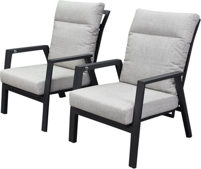 Barolo lounge balkonset 2 delig verstelbaar antraciet aluminium