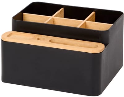 Bureau Organizer met Bamboe Verdelers – 18 x 16 x 10 cm – Zwart
