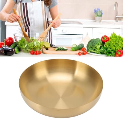Dailygoods- Mengkom 24 cm - Professionele Serveerschaal - Roestvrij Staal - Hygiënisch - Lichtgewicht - Gemakkelijk Schoon te Maken