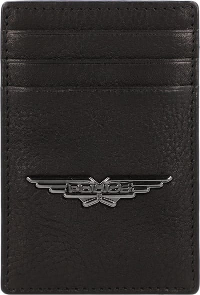 Police PT150-08536 Creditcard etui leer 7 cm met geldclip - 3 Sleuven - black