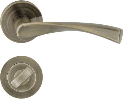 Domino® Deurkrukgarnituur ROMANA-R M3 - Mat bruin - WC met Ronde Rozette - Deurbeslag van aluminium - Deurklink voor badkamer, kelderdeur en binnendeur