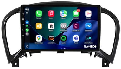 Geschikt voor Nissan Juke (2010 t/m 2019) | 9 inch Android 15.0 CarPlay autoradio | Draadloos CarPlay & Android Auto | 2GB RAM + 32GB | Mic, Camera (AHD) & DAB+ | Bluetooth & WiFi | NAVIBOP NB-1086 | Bouwjaar 2010 t/m 2019