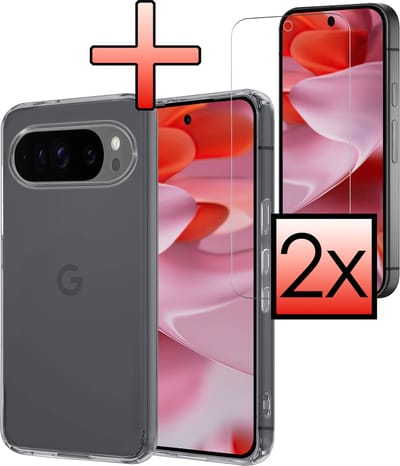 Hoesje - Met 2x Screenprotector - Geschikt voor Google Pixel 10 Pro - Sterk & Shockproof - Back Cover - Siliconen Case - Telefoon Hoes - Transparant