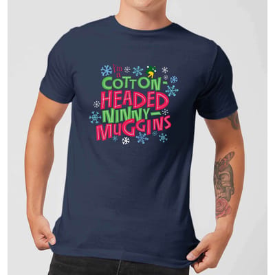 Elf Cotton-Headed Ninny-Muggins Men's Christmas T-Shirt - Navy - S
