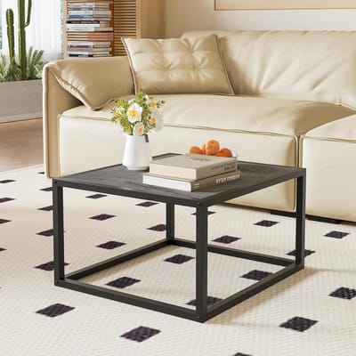 Salontafel Industriële Stijl - Stalen Frame, Houten Blad, 60x40x60 cm, Zwart/Grijs