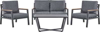 DELIA - Loungeset voor 4 - Donkergrijs - Aluminium