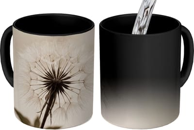 Magische Mok - Foto op Warmte Mokken - Koffiemok - Paardenbloem - Minimalistisch - Wit - Magic Mok - Beker - 350 ML - Theemok