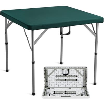 VEVOR Mahjongtafel, Opvouwbare Kaarttafel voor 4 Spelers met Slijtvast Groen Tafelblad, Draagbare Dubbele Vierkante Dominotafel met Draaggreep 86 x 86 x 74 cm Dominotafel