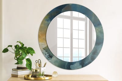 Coloray Bedrukte Spiegel - Onyx marmer Bedrukte Spiegel - 60 cm - Blauw Bedrukte Spiegel - Bedrukte Spiegel - Spiegel Met Bedrukte Lijst - Spiegel Met Decoratie