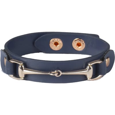 Horka leren armband met bitje - kleur blauw/rose gold