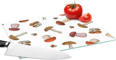 Glazen Snijplank - 28x20 - Paddenstoel - Patroon - Cartoon - Snijplanken Glas