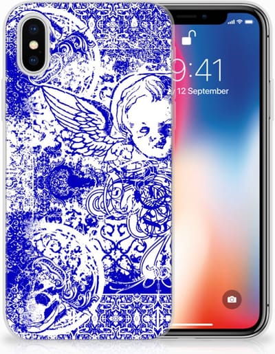 Silicone Back Case Apple iPhone X | Xs Angel Skull Blauw