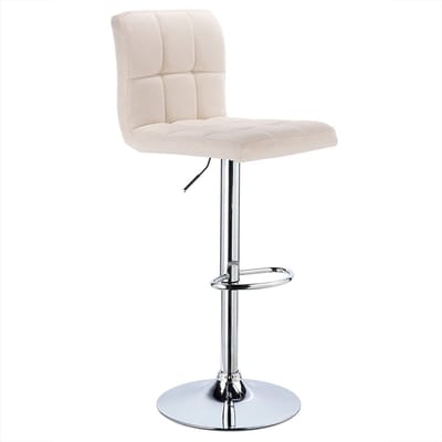 Barkruk Rio Industrial Creme - Barkrukken set van 1 - Barstoel Kruk - Barstoelen met rugleuning - Keukenstoel - In hoogte verstelbaar - Linnen