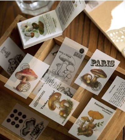 Blokje met 100 velletjes hobbypapier - Paddenstoelen - Papier voor o.a. Bulletjournal, scrapbooking en kaarten maken