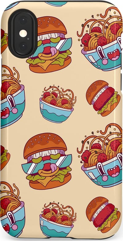 Casetastic Hoesje Geschikt voor Apple iPhone X/Xs - Stijlvolle Beschermende Duo-layer Case - Cartoon Hamburgers