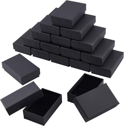 Set van 24 Kraft Kartonnen Cadeau Dozen met Deksel voor Sieraden, Ringen en Halskettingen - 8 x 5 x 2.8 cm, Perfect voor Verpakking en Presentatie